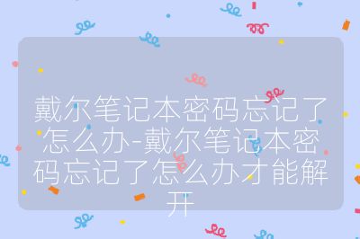 戴爾筆記本密碼忘記了怎么辦-戴爾筆記本密碼忘記了怎么辦才能解開