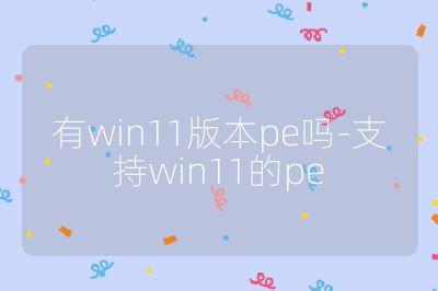 有win11版本pe嗎-支持win11的pe