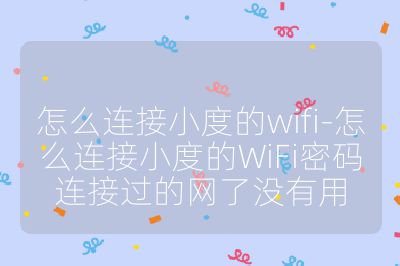 怎么連接小度的wifi-怎么連接小度的WiFi密碼連接過的網(wǎng)了沒有用
