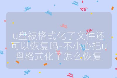 u盤被格式化了文件還可以恢復嗎-不小心把u盤格式化了怎么恢復