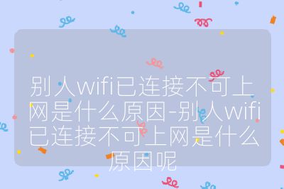 別人wifi已連接不可上網是什么原因-別人wifi已連接不可上網是什么原因呢