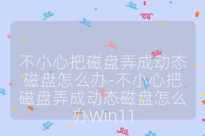 不小心把磁盤弄成動態磁盤怎么辦-不小心把磁盤弄成動態磁盤怎么辦Win11