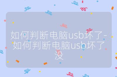 如何判斷電腦usb壞了-如何判斷電腦usb壞了沒