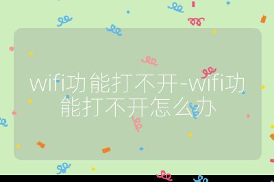 wifi功能打不開-wifi功能打不開怎么辦