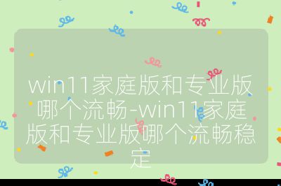 win11家庭版和專業版哪個流暢-win11家庭版和專業版哪個流暢穩定