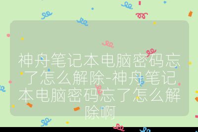 神舟筆記本電腦密碼忘了怎么解除-神舟筆記本電腦密碼忘了怎么解除啊