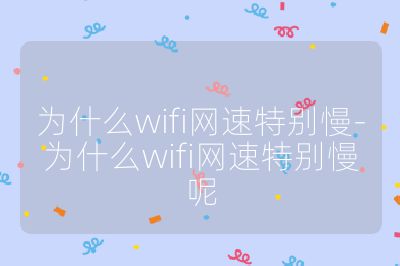 為什么wifi網(wǎng)速特別慢-為什么wifi網(wǎng)速特別慢呢