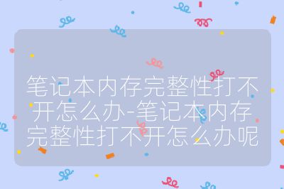 筆記本內存完整性打不開怎么辦-筆記本內存完整性打不開怎么辦呢
