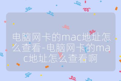 電腦網卡的mac地址怎么查看-電腦網卡的mac地址怎么查看啊