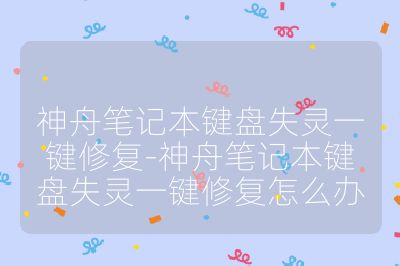 神舟筆記本鍵盤失靈一鍵修復-神舟筆記本鍵盤失靈一鍵修復怎么辦