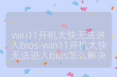 win11開機(jī)太快無法進(jìn)入bios-win11開機(jī)太快無法進(jìn)入bios怎么解決