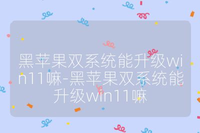 黑蘋果雙系統能升級win11嘛-黑蘋果雙系統能升級win11嘛